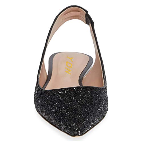 YDN Women's Pointed Toe Slingback Ballet Flats Low Heel Slide Sandals Comfortable Slip On Dress Pump Size 4 15 US4