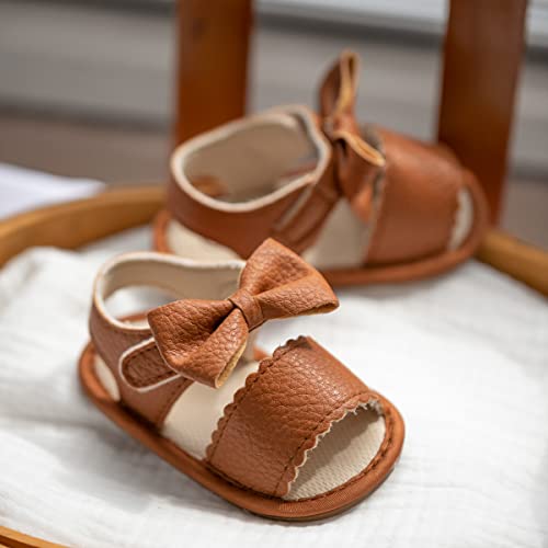 Image of Babelvit Infant Baby Girl Boy Sandals Comfort Premium Summer Outdoor Casual Beach Shoes with Flower Bowknot Anti Slip Rubber Sole Newborn Toddler Prewalker First Walking Shoes