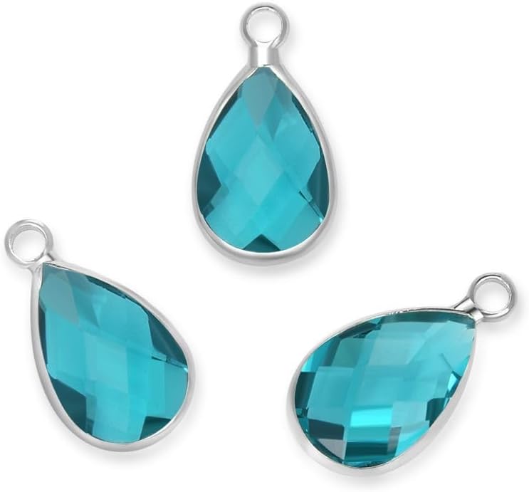 Adabele Grade A Birthstone Pendant Drop 11mm 14mm 16mm Sterling Silver Plated For Personalized Earrings Bracelet Necklace Anklet Pendant Keychain Craft Jewelry Making