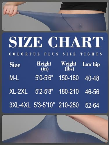 Image of HONENNA Queen Plus Size Tights Semi Opaque Control Top High Waist Stockings Nylons Pantyhose for Women 1X 2X 3X 4X 5X 6X