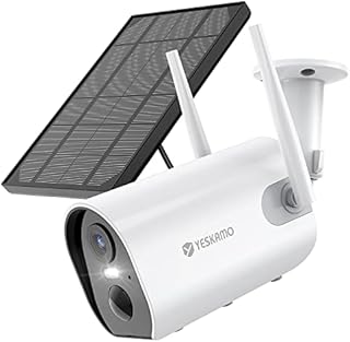 2K Solar Powered Security CCTV Camera Wireless with Color Night Vision, YESKAMO Outdoor WiFi Camera with 15000mAh Rechargeable Battery 3MP Ultra HD 2 Way Audio Video Surveillance Cam for Home Security