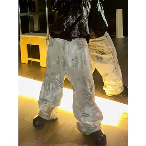 Long Pants, Unisex White Straight Leg Washed Jeans2