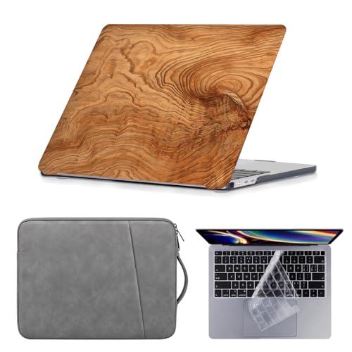 Funda MacBook Air 15 rígida con acabado veteado de madera premium y maletín de PC protector para M4