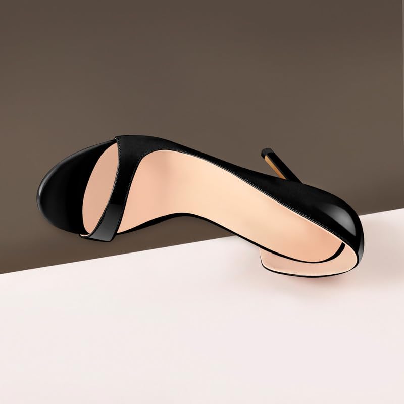 Scarpe classiche da donna a spillo con tacco alto rotondo aperto scarpe da donna vernice