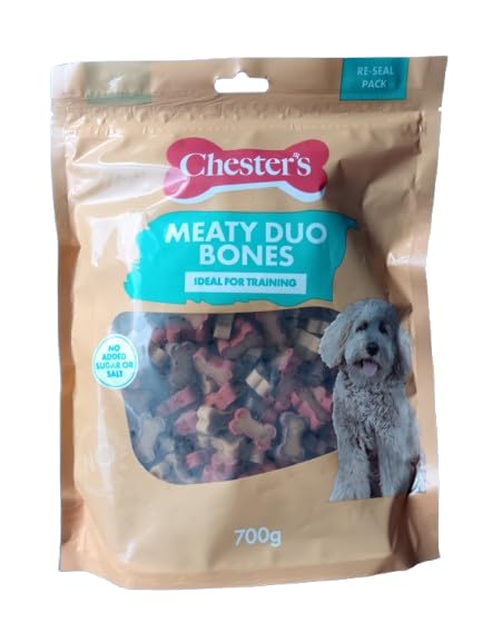 Chesters Meaty Duo Bones Bulk Pack 700g Dog Treats - Resealable Pack - Low Fat - High in Protein - No Added Sugar Or Salt