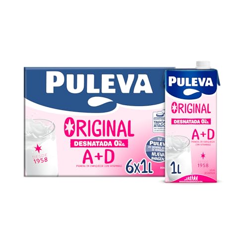 Leche Puleva Original Desnatada con vitaminas A y D brik 1L – Caja 6 litros