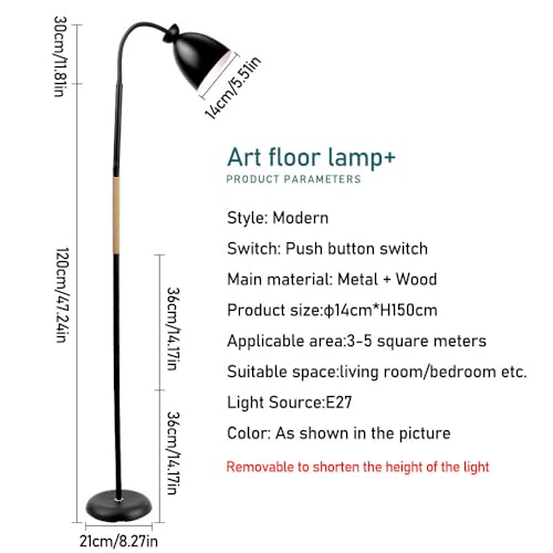Lámpara de pie nórdica para leer junto al sofá con cabezal ajustable 7