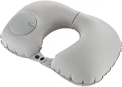 Almofada Inflável de Pescoço para Viagem, Travesseiro Portátil e Confortável para Avião, Carro e Relaxamento (Cinza)