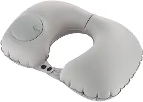 Almofada Inflável de Pescoço para Viagem, Travesseiro Portátil e Confortável para Avião, Carro e Relaxamento (Cinza)