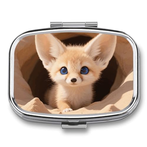 Pill Box Fennec Fox Cub in Den �g���x���s���I�[�K�i�C�U�[ 2�R���p�[�g�����g �|�[�^�u�����f�B�V���P�[�X �~���[�f�U�C�� �r�^�~�� �W���G���[ �G�b�Z���V�����p ��v�ȃ|�P�b�g�s���{�b�N�X ���z�A�L�����v�p