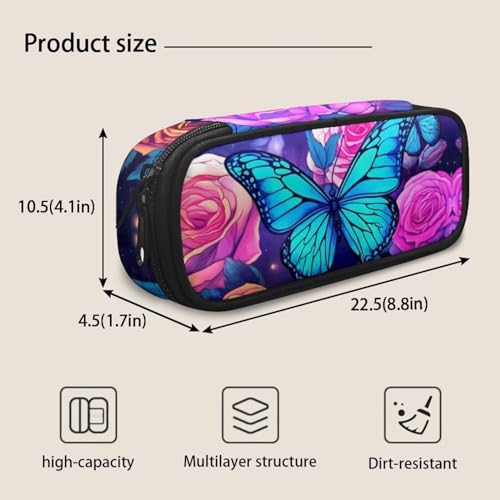 Image of Butterfly Pen Pencil Case Large Capacity Pen Bag for Teen Girls Kids Pencil Pouch Holder Stationery Organzier Travel Luggage Pouches Women Make Up Cosmetic Bag