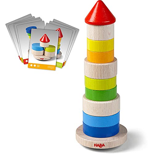 HABA 305403 - Stapelspiel Wackelturm, Stapel- und Motorikspiel aus Holz mit...