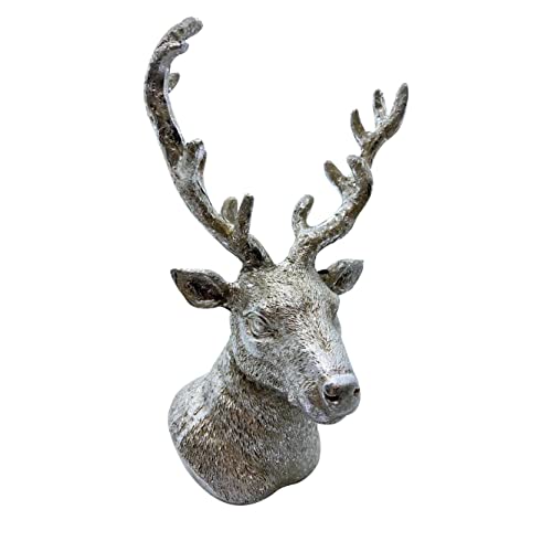 PARTS4LIVING Poly Hirschkopf zum Aufstellen Dekofigur Weihnachtsdekoration Rentierkopf antik Silber 13x12x21,5 cm Cover