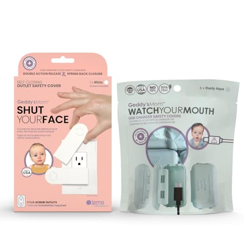 Image of Watch Your Mouth USB Charger Protector 6-pack+Award-Winning Child Proof Outlet Covers 1-pack |BPA & Phthalate-Free Charger Protector & Self Closing Outlet Cover | Electrical Safety Baby Products - Dec