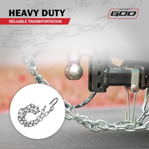 Motor God Trailer Hitch Safety Chain with S-Hook and Latch, Steel (Pair) (5000 lb)