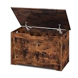 SUPER DEAL Storage Chest, 30 inches Chest Box Organizer with 2 Safety Hinges, Wooden Entryway Storage Bench, Rustic Brown