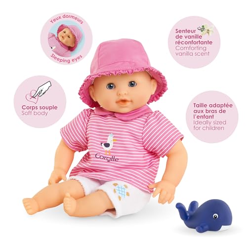 Corolle - Mon Premier Poupon, Bébé Bain Océane, avec Jouet de Bain Baleine, 30cm, dès 18 Mois, 9000100750