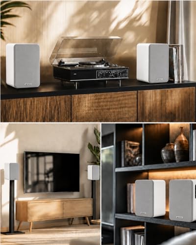 Image of Active Bookshelf Speakers 36W RMS - BT 5.4 Wireless Speaker with 5 Inch Woofer, Silk Dome Tweeter PC Speakers - USB Digital Audio Studio Monitors Bass & Treble Adjust AUX Input for Record Player TV