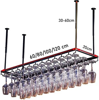 Adjustable Height Black Industrial Glass Wine Bottle Holder Stylish Hanging Goblet Rack for Kitchen & Bar Space Saving Wine Storage & Display Solution
