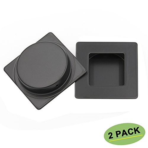 Sliding Door Pull Black Flush Pull 2 Pack - homdiy MC009-70BK Square Flush
