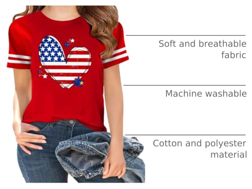 Image of Girls 4th of July Shirt Kids USA Shirts American Flag Tshirt Girls Boys Patriotic T Shirt Independence Day Tee Tops