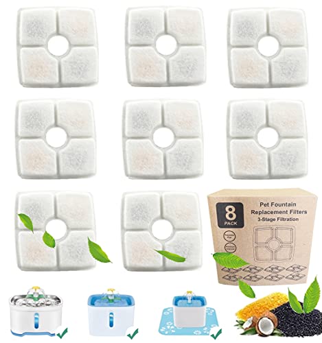 Filtros de repuesto para fuente de agua para gatos, pack 8