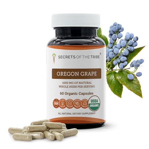 Secrets of the Tribe Oregon Grape USDA Organic Capsules | Certified Organic Vegetarian Capsules Herbal Dietary Supplement | Mahonia aquifolium Dried Root (60 Count)
