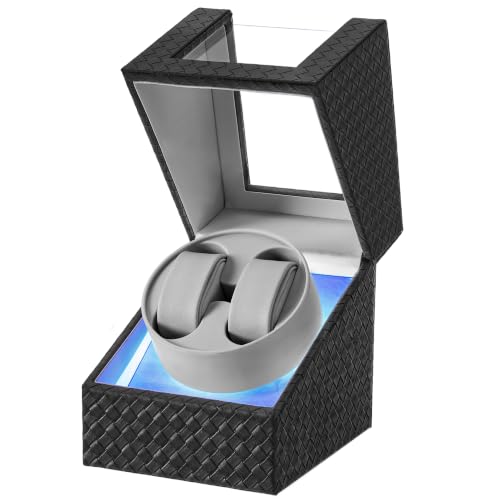 Image of BEWISHOME Double Watch Winder for Automatic Watches,Quiet Motor LED 4 Modes