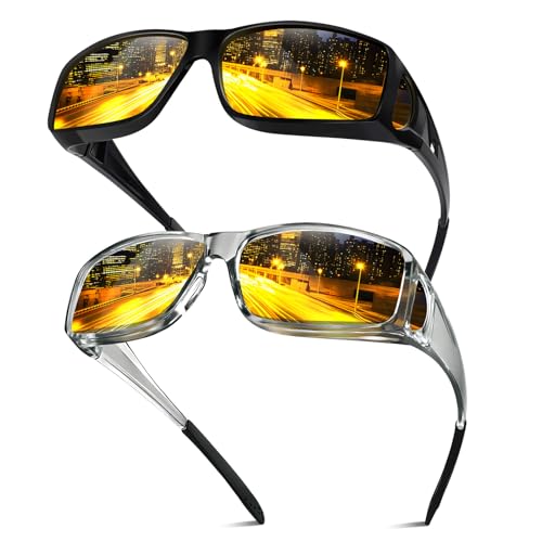 Image of Bio-th Night Driving Glasses Fit Over Glasses for Men Women,Anti Glare Night Vision Glasses for Driving,Cycling,Golf