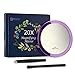 20X Magnifying Mirror with 3 Suction Cups, Use for Makeup Application, Tweezing, and Blackhead/Blemish Removal.Comes with 1PC Storage Bag, 1PC Tweezer, 1PC Reminder Card,4Inches (Purple)