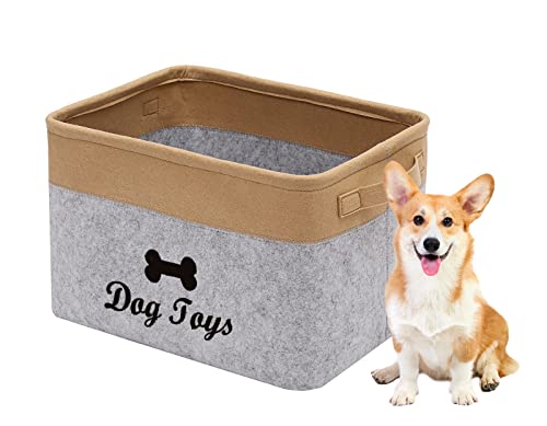 Geyecete Dog Toys Storage Bins-Pet Toy and Accessory Storage Bin, Organizer Storage Basket for Pet Toys,Blankets and Food-Light Gray/Khaki Geyecete Dog Toys Storage Bins-Pet Toy and Accessory Storage Bin, Organizer Storage Basket for Pet Toys,Blankets and Food-Light Gray/Khaki