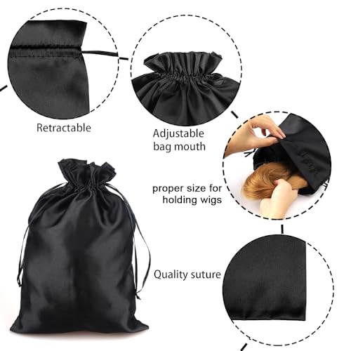 Hair Extension Tool Silk Stain Wig Storage Bag Hair Extension Bags with Drawstring Travel Pouches Bags Weft Carrying Storage Bags Gift Packaging2