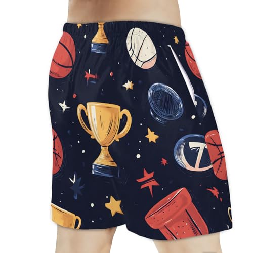 Men's Swim Trunks Size S Shine Basketball with Mesh Lining Soft Breathable Quick Dry Beach Shorts3