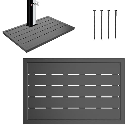 PEILU Kunststoffboden 100x65x4cm Plastik Bodenelement für Poolleiter oder Pool rutschfest Solardusche Bodenplatte Wetterfest Holzoptik Boden für Gartendusche Pooldusche Outdoor Dusche (Anthrazit)