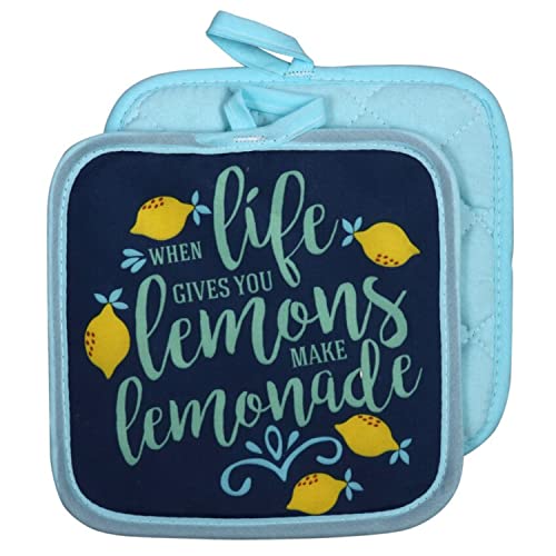 4Pk Lemon When Life Gives You Lemons Make Lemonade Decorative Nature Print Potholder Set Hotpad Pot Holder For Cooking Baking Decorating 7 X 7 Inch + Free Aluminum Bottle Can Opener #TOP1