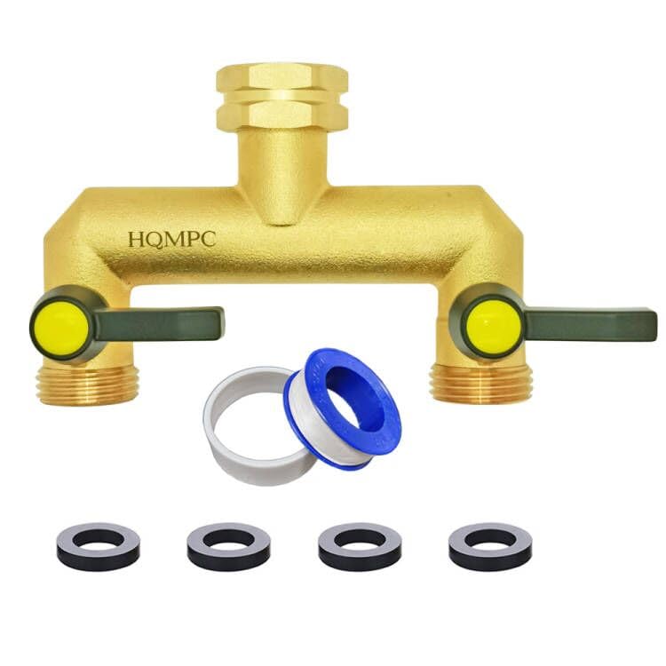 HQMPC 2 Way Hose Splitter Heavy Duty Water Splitter Outdoor 2 Way Strong HEX Nut Connect 3/4" GHT