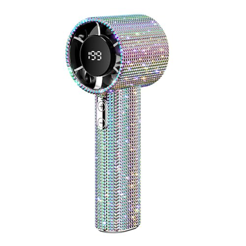 Portable Handheld Turbo Fan - Fashion Full Diamond 1800mAh USB Rechargeable Personal Battery Operated Mini Small Pocket Mini Fan for Travel/Outdoor/Vacation/Beach/Outdoor Activities (Colorful)