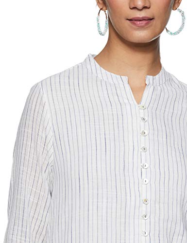 Image of BIBA Womens Mandarin Collar Striped Kurta