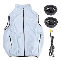 Kühlweste für Elektrische Ventilatoren, Sommer-Arbeitskleidung mit Klimaanlage, für Männer und Frauen, USB-betriebener Ventilatoranzug (2XL)
