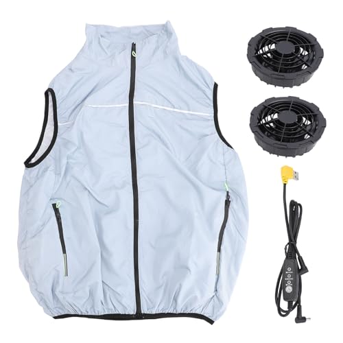 Asixxsix Wearable Cooling Fan Vest, 3 Levels Adjustable Air Conditioned Work Clothes with Fan, USB Power Unisex Summer Cooling Vest for Leisure, Outdoor Mountaineering, Field Work (2XL)