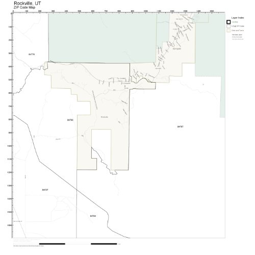 ZIP Code Wall Map of Rockville, UT ZIP Code Map Laminated