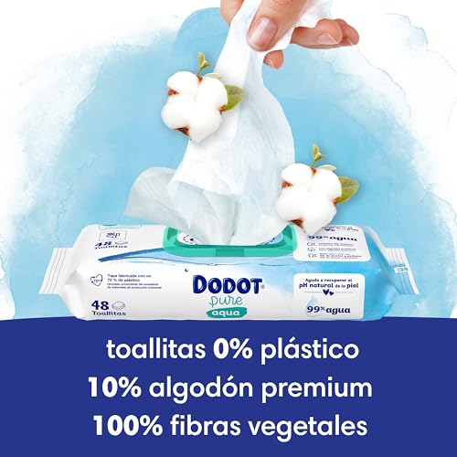 Lingettes bébé Dodot Pure Aqua à 99% d'eau | Pack de 9 x 48 unités