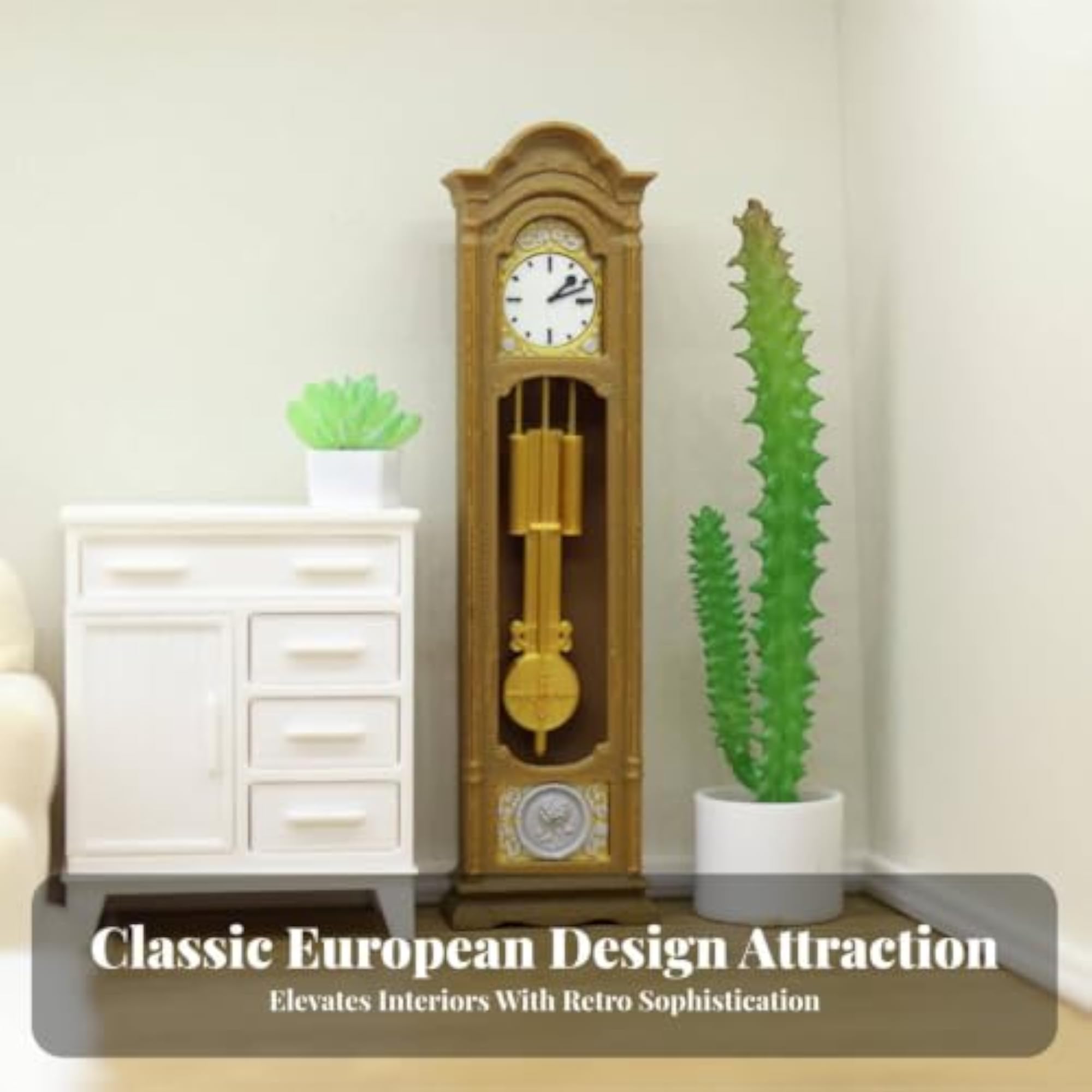 Highly Detailed 1:12 Scale Dollhouse Pendulum Clock, Realistic Decoration