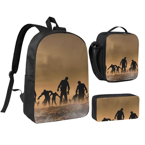 Sac à dos d'école zombie imperméable avec sac repas isotherme et trousse solide EdWal