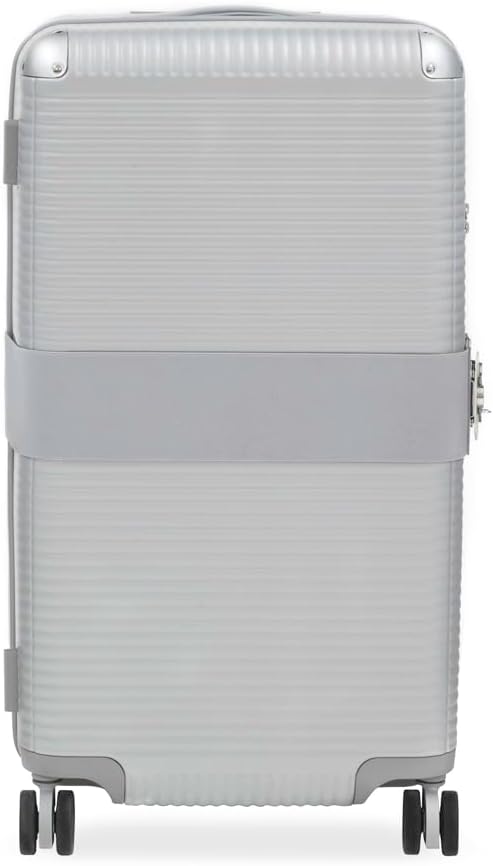 FPM MILANO Bank Zip Discontinued Trunk S - Polycarbonate Zippered Small Checked Trunk Luggage - Hardside Check-in Suitcase with Elastic Belt and 4 Spinner Wheels - Glacier Grey