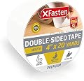 XFasten Double Sided Sticky Tape, Removable, 4-Inches x 20-Yards, Single Roll Ideal as a Anti-Scratch Cat Training Tape, Holding Carpets, and Woodworking