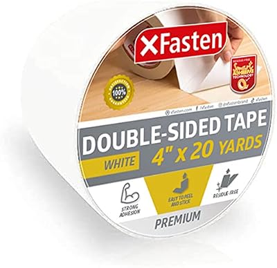 XFasten Double Sided Sticky Tape, Removable, 4-Inches x 20-Yards, Single Roll Ideal as a Anti-Scratch Cat Training Tape, Holding Carpets, and Woodworking