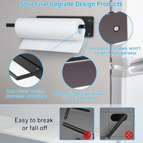 Image of OrganizeMee Magnetic Towel Holder | Kitchen Tissue Roll Holder Aluminium Foil Roll, Plastic Wrap Paper Towel Holders | Multipurpose Organizer | Can Stick to Fridge, Oven WashingMachine 1NOSs(Grey)