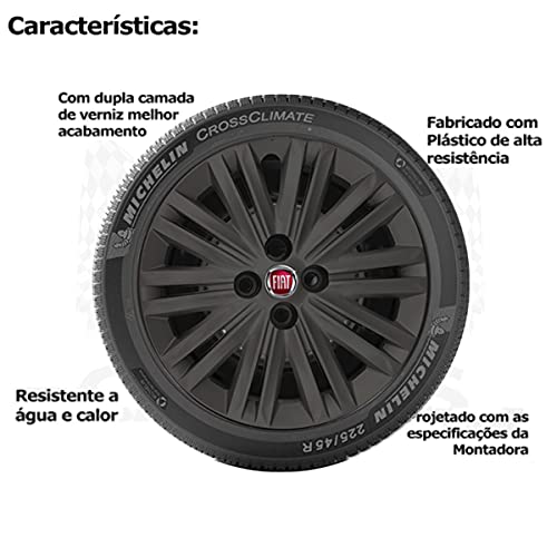 4x Calota Fiat Palio, Siena e Punto Aro 15 Preto