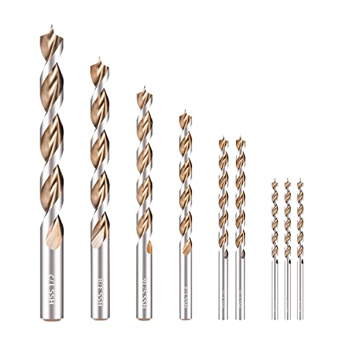Amoolo Wood Drill Bit Set(1/8"-1/2", 9Pcs), High Speed Steel Parabolic Flute Woodworking Drill Bit Set For Wood #TOP18